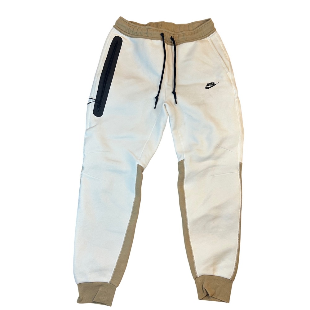 Nike Tech Fleece Mens Joggers White Khaki Tan CU4495-101 Medium